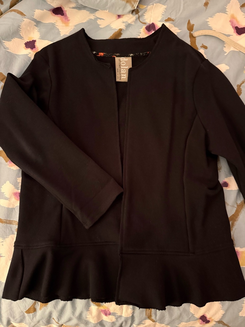 dolan Black Open-Front Long-Sleeve Peplum Jacket